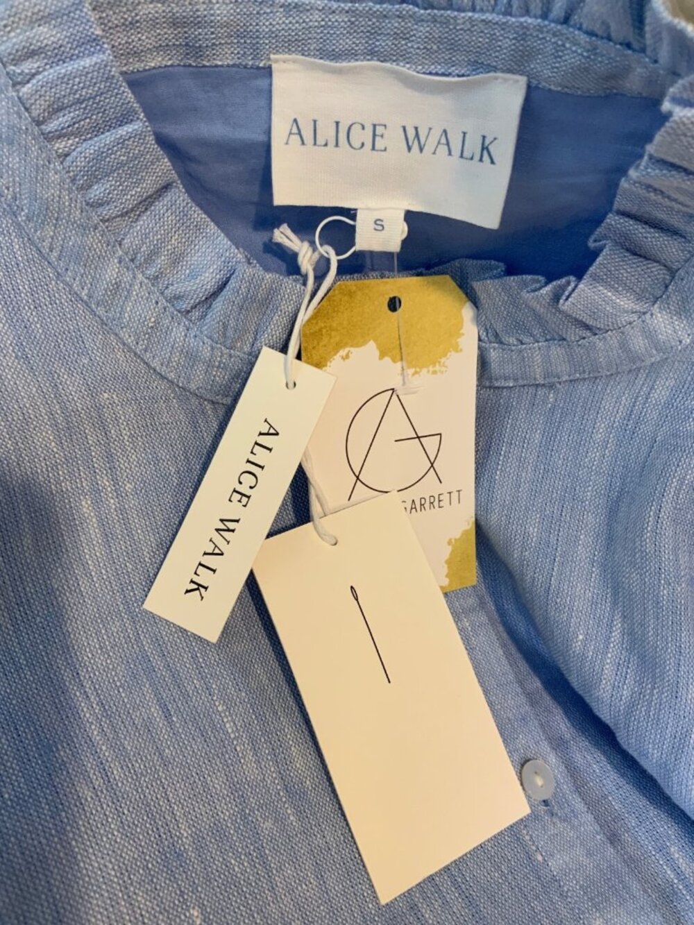 Alice Walk Blue Linen Tiered Shirt Dress, Size S, NWT! $275 - Picture 8 of 9